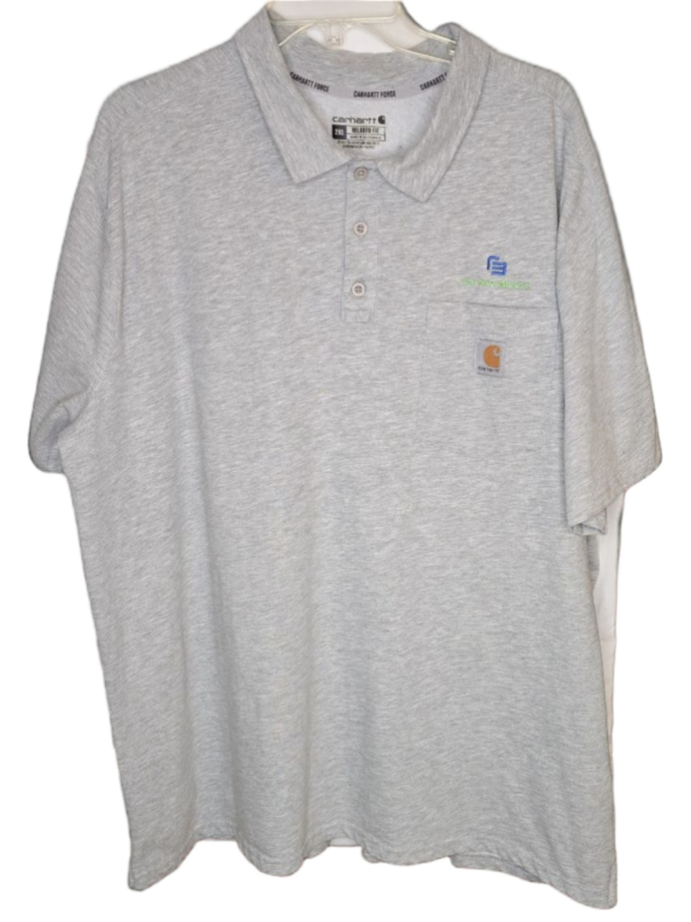 Carhartt Force Polo Shirt Men 2XL Gray Relaxed Fit Pocket R3 Renewables Logo